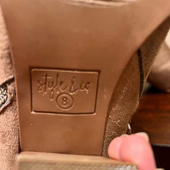 Style & Co. Taupe Suede Ankle Booties - Picture 3 of 5